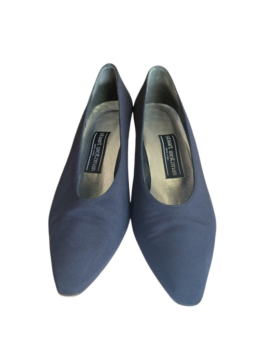 Stuart Weitzman Classic Navy Blue Pointed Toe Kitten Heel Pumps Size 9.5 - Picture 2 of 11